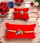 Metal 2 Pcs Rakhi with Greeting card, Roli 