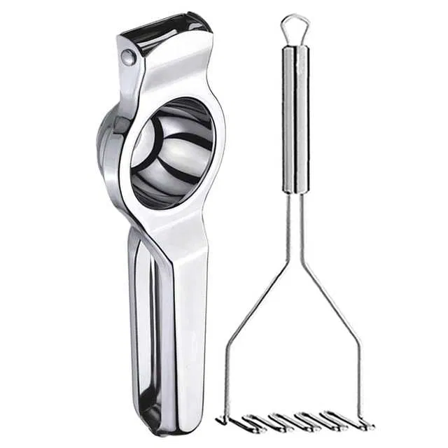 Oc9 Stainless Steel Lemon Squeezer & Potato Masher Kitchen Tool Set (O-16)