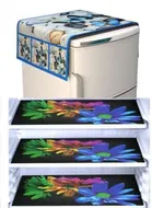Knit Printed Fridge 3 Pcs Mat with Top Cover 