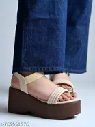 Shoetopia Heel Sandals Cream Size IND-5