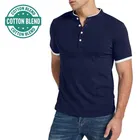 Mandarin Collar Solid T-Shirt for Men 