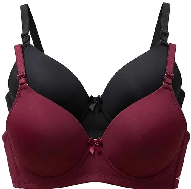 Solid Padded Everyday Bra Pack of 2 for Women (Multicolor, 32)