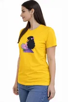 Cotton Blend Printed T-shirt for Men, Yellow 