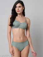 Cotton Blend Solid Lingerie Set for Women 