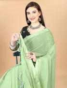 Chiffon Solid Saree for Women 