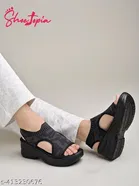 Shoetopia Black Wedge Sandals Size IND-5