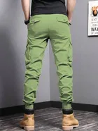 Cotton Blend Solid Trackpant for Men, Green 