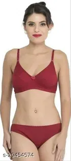 Cotton Blend Solid Lingerie Set for Women 