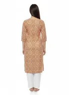 Cotton Blend Printed Kurti for Women, Yellow 
