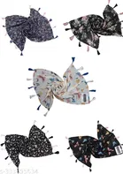 Printed Chiffon Scarves with Tassels for Women, Multicolor, Pack of 5