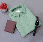 Cotton Blend Polo Neck T-Shirt for Men (Mint Green, S)