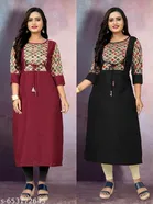 Solid Cotton Blend Kurti for Women, Pack of 2 