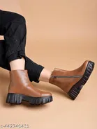 Shoetopia Solid Block Heel Boots 