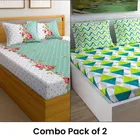 Poly Cotton Double Bedsheet with 2 Pillow Cover Abstract & Floral Print Pack of 2