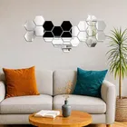 Hexagon Mirror Wall Stickers for Wall Bathroom Mirror Made of Plastic Flexible Mirror Silver Colour 