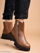 Shoetopia Solid Block Heel Boots 