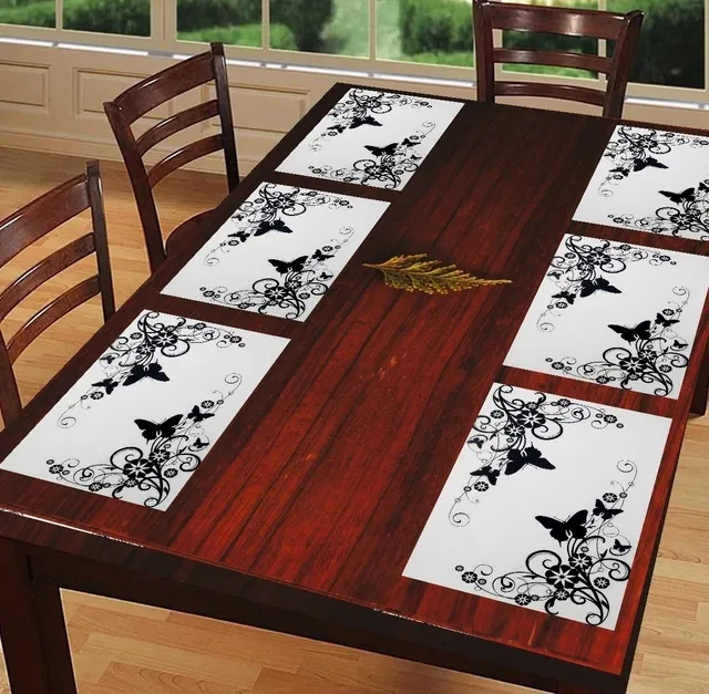 PVC Printed Dining Table Placemats (Multicolor, 30x45 cm) (Pack of 6)