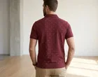 Dot Print Polo Neck Polycotton T-Shirt for Men ,Maroon 