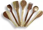 Wooden Utensils Set for Kitchen (Brown, Set of 7)