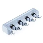Broom and Mop Wall Mounted Holder 4 slots with 5 hooks (Pack of 1) Assorted