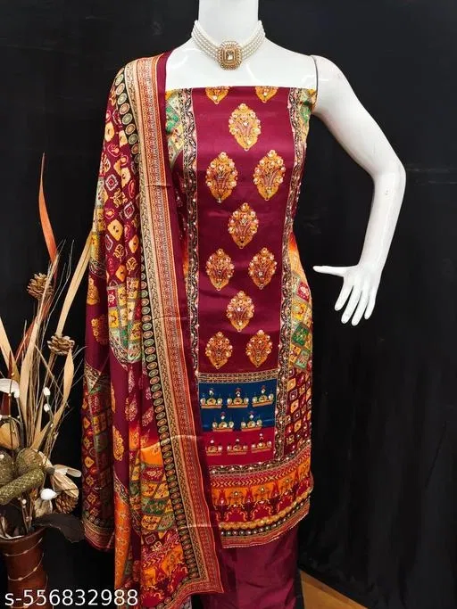 Floral Jaipuri Designs Kurti for Women (Red, 6.25 meter (L)