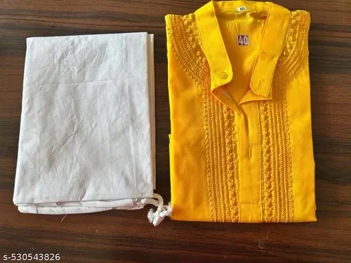 Chikankari Floral Embroidered Kurta Set for Men (XXL)