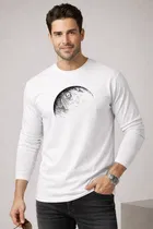 Polyester Printed T-shirt for Men, White 