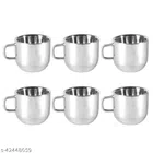 Stainless Steel Tea Cup (Multicolor, 100 ml) (Pack of 6)