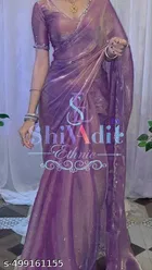 Jimmy Choo Striped Saree For Women, Purple