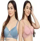 Chiffon Solid Bra for Women & Girls, Multicolour, Pack of 2 
