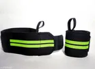 Wrist Support Bands (Black & Green, Free Size) (Set of 1)