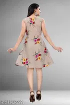 Crepe Printed Flared Dress for Women 