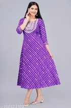 Printed Crepe Gown for Women, Purple 