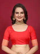 Silk Woven Design Saree for Women, Red 