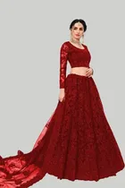Net Embroidred Semi Stiched Lehenga Choli for Women 