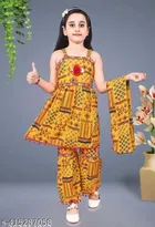 RK TRADERS Ethnic Motif Mirror Work Cotton Palazzo Pants for Kids 