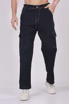 Denim Loose Fit Jeans for Men (Dark Blue, 28)