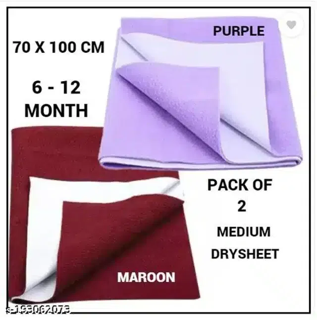 Cotton Mattress Protection Sheet (Purple & Maroon, 40x28 inches) (Pack of 2)