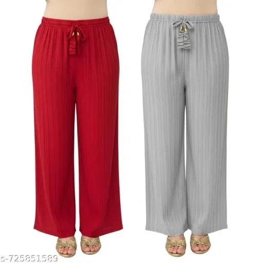 Palazzos for Women, Pack of 2 (Multicolor, S)