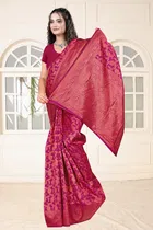 Jacquard Woven Design Saree for Women, Pink 