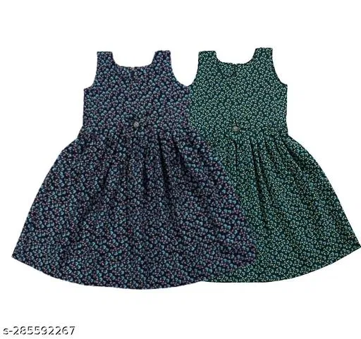 Frocks & Dresses Pack Of 2 for Girls (Green, 3-4 Years)