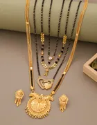 Alloy 4 Pcs Mangalsutra Set with Earrings for Women 