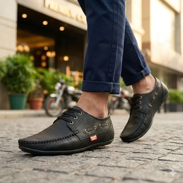 Casual Loafers for Men (Black, 8)