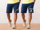 Cotton Blend Shorts for Men (Navy Blue, M) (Pack of 2)