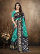 Art Silk Printed Saree for Women, Green 