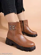 Shoetopia Solid Airmix Heeled Boots Brown 