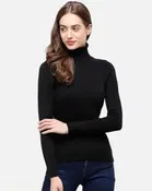 Cotton High Neck Solid Top for Women 