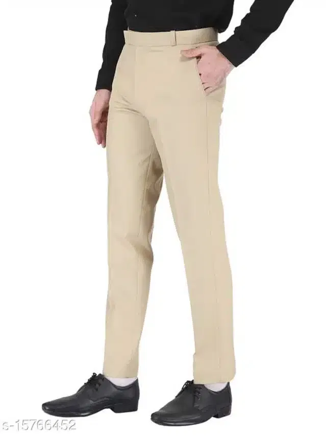 Cotton Blend Trouser for Men (Cream, 40)