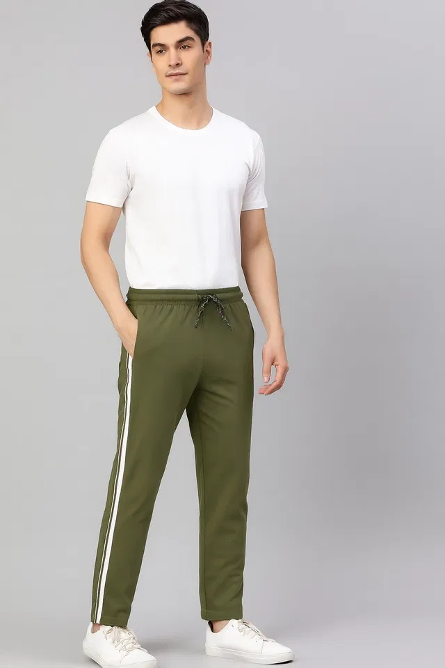 Lycra Regular Fit Track Pants for Men (Olive, 36)