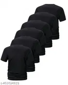 Poly Blend T-shirt for Men, Black, Pack of 6 